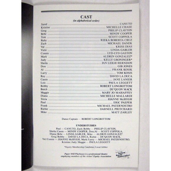 Chorus Line Paper Mill Playhouse 1991 Program Michael Bennett - Picture 4 of 6